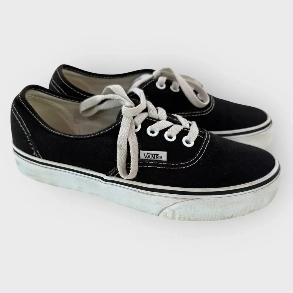 Vans Authentic Canvas Skate Shoes US 5 Black Low Top Lace Up Classic Sneakers